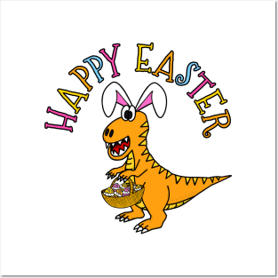 Easter Bunny Dinosaur T-Rex Posters and Art